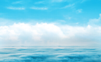 Fototapeta premium blue sky with white clouds. The sky is clear and bright, and the clouds are scattered throughout the sky. Scene is peaceful and serene, as if the viewer is looking up at a beautiful day .High nature 