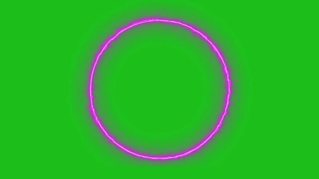 circular neon electric face cam animation in green screen