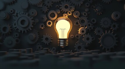 Illuminating innovation a light bulb surrounded by gears representing ideas and technology