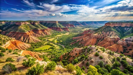 Wide angle shot of stunning Palo Duro Canyon near Amarillo, Texas