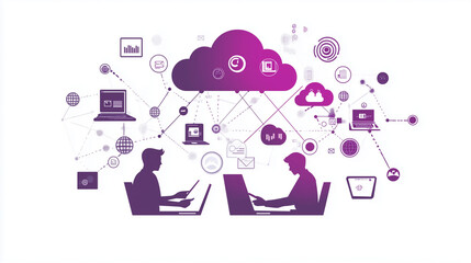 A Business Communication Themed Picture: Digitalization, Digital Transformation, Cybersecurity, Cloud Computing, Web Service, SAAS, IT	