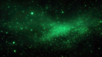 Naklejka premium Unique digital background featuring green waves, luminous stars, and light effects, perfect for eye-catching abstract art projects