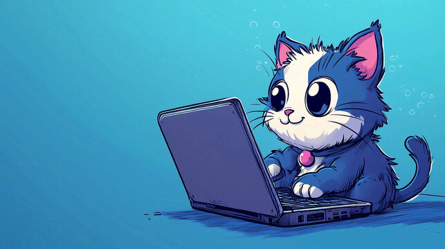 Cat on a Laptop - Desktop Wallpaper
