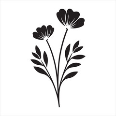 illustration of a flower plant vector silhouette