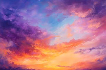 Obraz premium Dramatic Sunset Sky with Purple and Orange Clouds