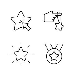 Obraz premium Line icons set related to Benefit, Reward, Star, Present. Linear icon collection. Editable Stroke