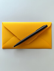 Yellow envelope with black pen on top