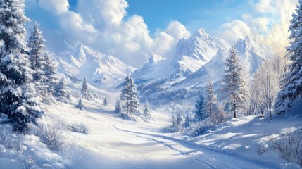 Fototapeta premium Snow-covered landscape