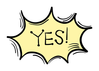 Png yes text bubble funky hand drawn doodle cartoon sticker