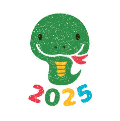 2025 new year greeting stamp illustration | year of snake