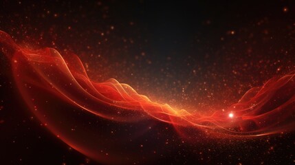 Obraz premium Stunning digital red particles wave abstract background with shining dots and stars for captivating wallpaper art