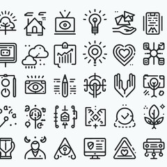 Fototapeta premium Minimalism element outline icon set