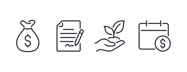 Annuity editable stroke outline icon isolated on white background flat vector illustration. Pixel perfect. 64 x 64.