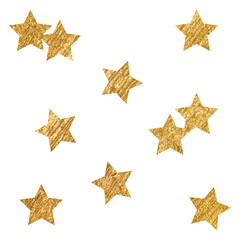 Png gold sparkly stars sticker, aesthetic shape, transparent background