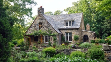 Stone cottage with a cozy, old-world charm.