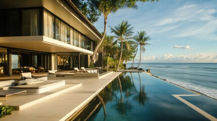 Fototapeta premium Stylish beach villa with advanced technology.