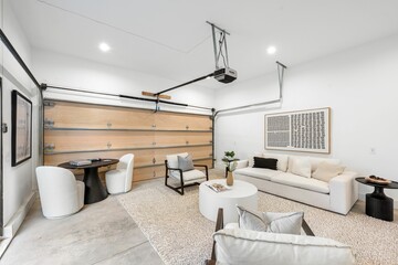 Modern garage turned cozy living space