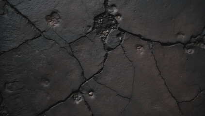 Old Dark Concrete Background Surface with Visible Cracks and Natural Grains