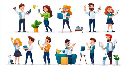 Fototapeta premium Happy People Characters Illustration.