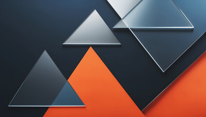 Geometric Abstract Background Overlapping Sharp Triangles in Dark Blue and Orange Matte Colors