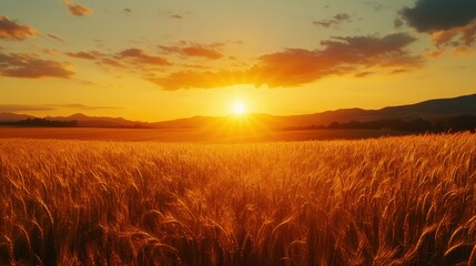 Sun setting over a golden field