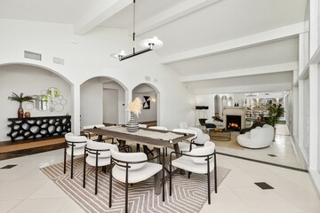Fototapeta premium Contemporary Dining and Living Room Interior