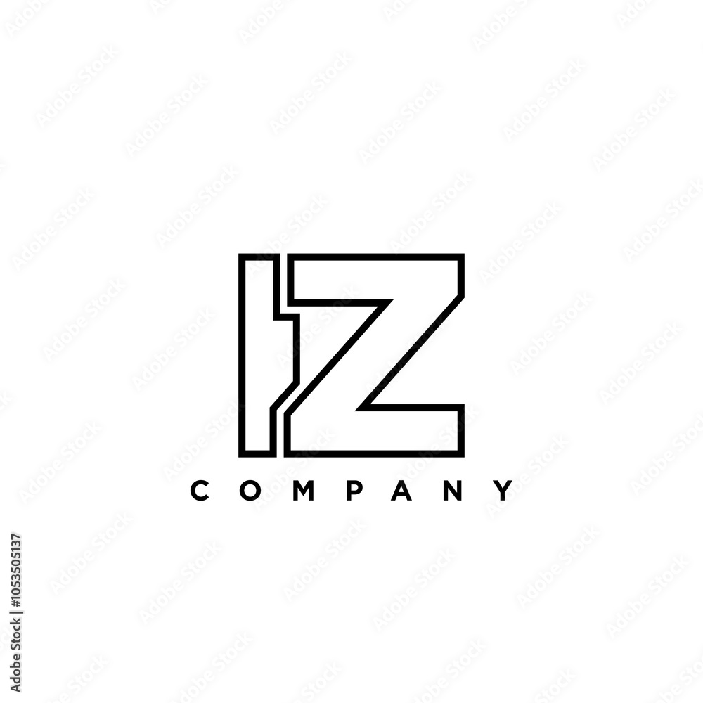 Fototapete letter i and z, iz logo design template. minimal monogram initial based logotype.
