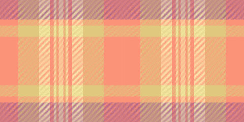 Glen texture seamless plaid, fashioned check textile tartan. Intricate background vector fabric pattern in red and yellow colors.