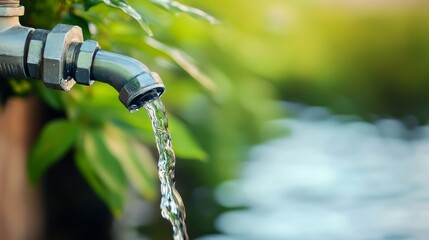 Water Flowing From Faucet, Water Conservation, Water Crisis Concept, Water Scarcity Problem