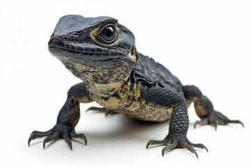 Obraz premium Black lizard isolated on white background