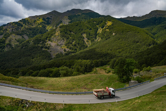 Winding road in Parco Nazionale dell'Appennino Tosco-Emiliano, seen from Lagastrello Pass, Italy, Europe.	