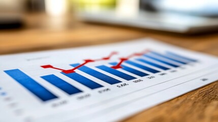 Close-up of financial chart with bar and line graphs
