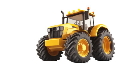 Obraz premium Powerful Farm Tractor: A robust yellow tractor with large wheels and a powerful engine, ready to tackle any task. The tractor is a symbol of hard work, determination, and agricultural strength. 