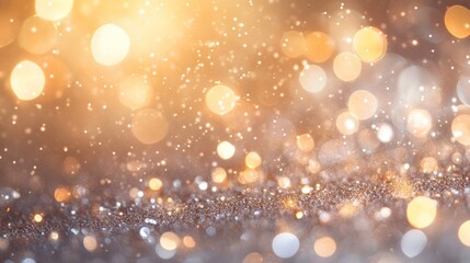 Obraz premium A mesmerizing abstract background filled with shimmering lights and sparkling glitter particles in various shades of gold, silver,