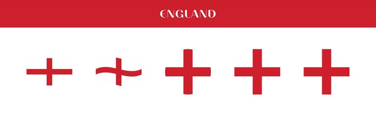 Fototapeta premium Set of England national flag icons in various styles on transparent background