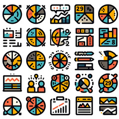 Vibrant Data Visualization Icons
