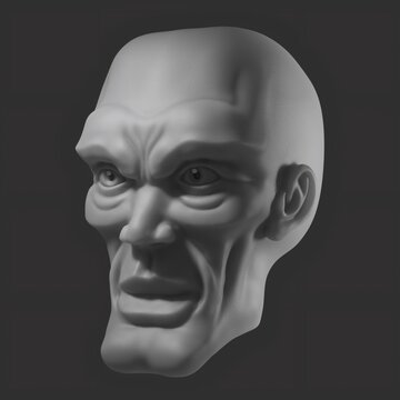 Dark, moody, doomy, gloomy male head