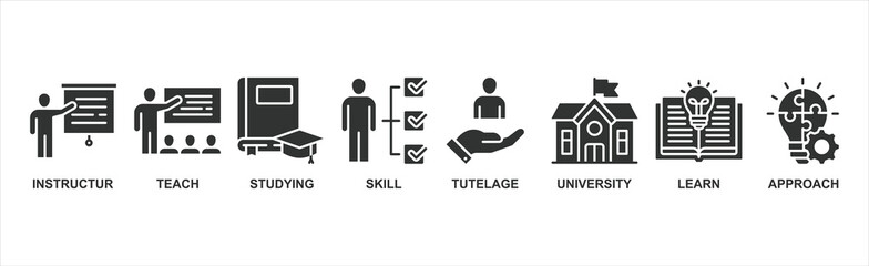 Tutoring banner web icon vector illustration concept with icon