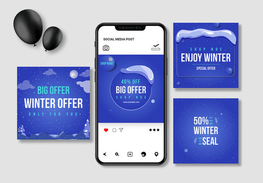 Royal Blue Winter Sale Social Media Post