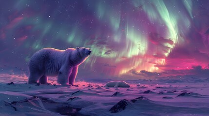 Aurora borealis arctic scene show the aurora. AI generated