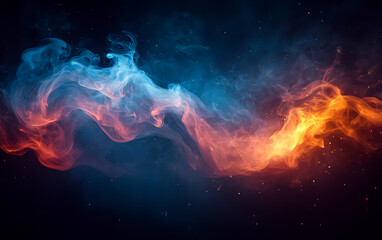 Fototapeta premium Fiery Harmony: Red and Blue Smoke Interplay