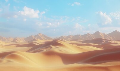 Naklejka premium Vast desert with towering sand dunes, 4K hyperrealistic photo