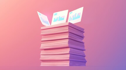 Fototapeta premium A colorful stack of paper with cards or notes protruding