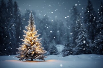 Fototapeta premium navidad. bosque nevado. abetos