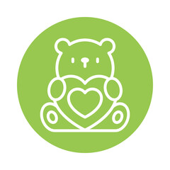 Teddy Bear vector Outline Cricle Design icon. Winter Travelling Symbol on White background EPS 10 File