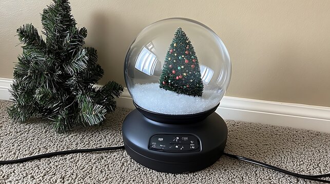Illuminated Christmas Tree in a Glass Globe Snow Globe