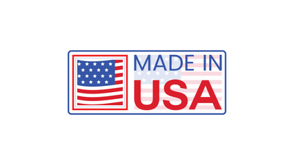 Made in USA badges Vector. Label stamp, American flag, and national symbols, United States of America patriotic emblems