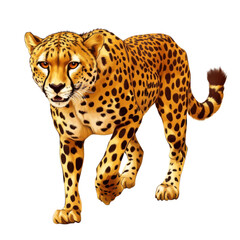 Fototapeta premium A cheetah clipart, African animal, hyper-realistic, golden fur with black spots, isolated on white background