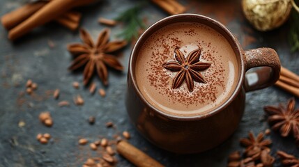 Warm cup of spiced hot chocolate