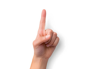 Hand with finger pointing to something gesture isolated on white background